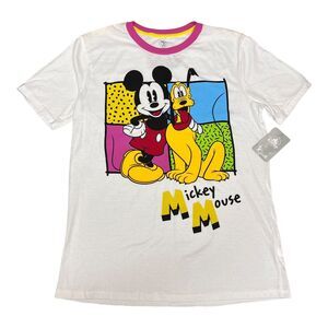 Disney Parks T-Shirt M Mickey Mouse Ears Retro Pluto World Colorful Vacation Fun